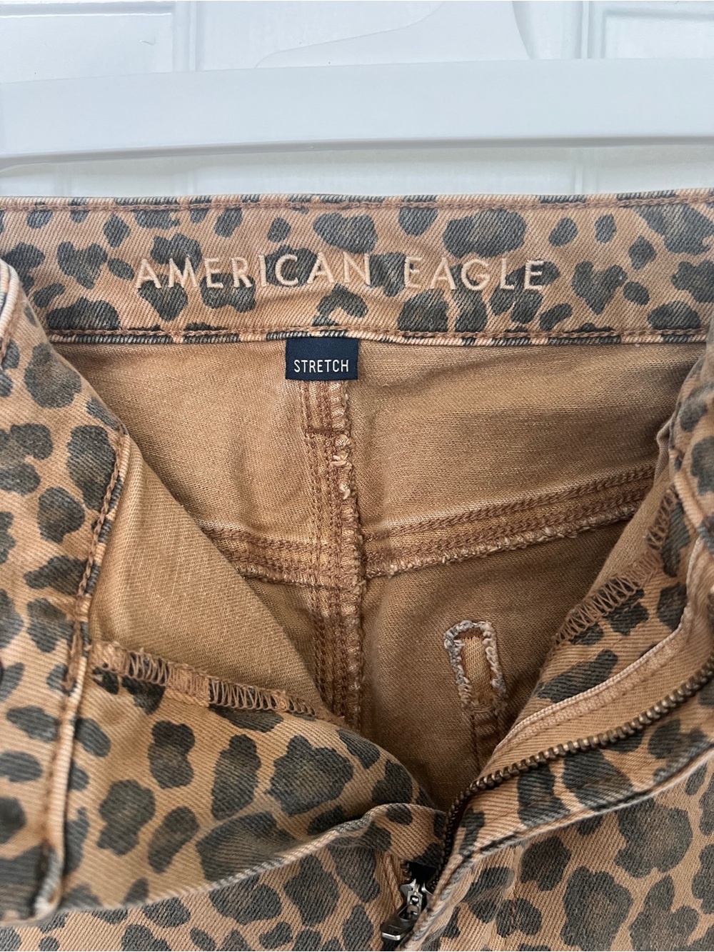 American Eagle Outfitters Leopard Print Straight Leg Jeans - Brown/Black - Picture 3 of 4